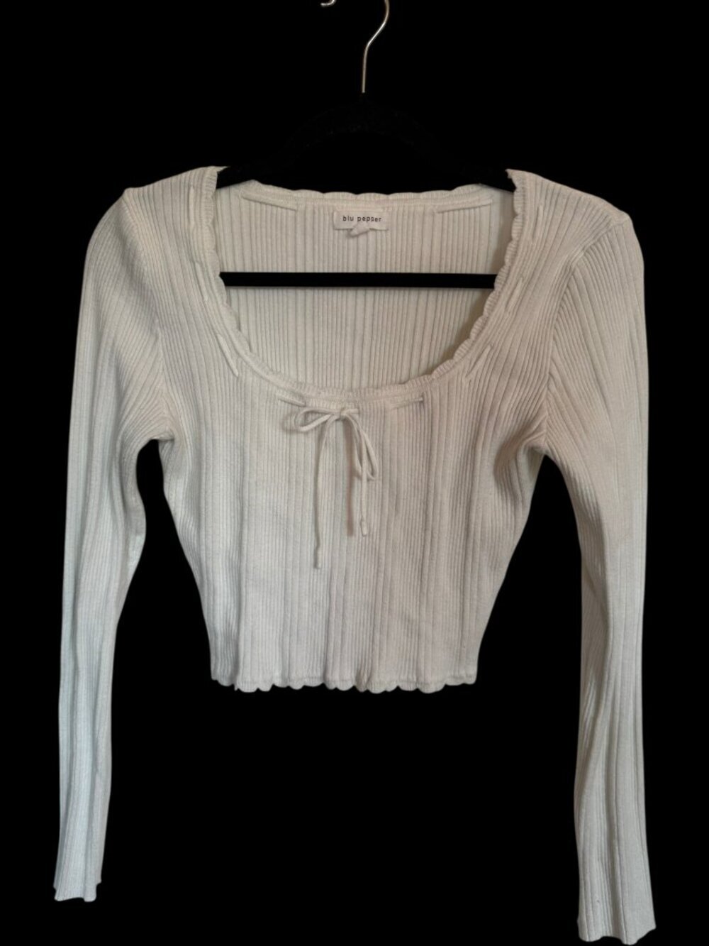 Blu Pepper Cropped Sweater Tee Trendy Teen Style Girlhoodcore Coquette